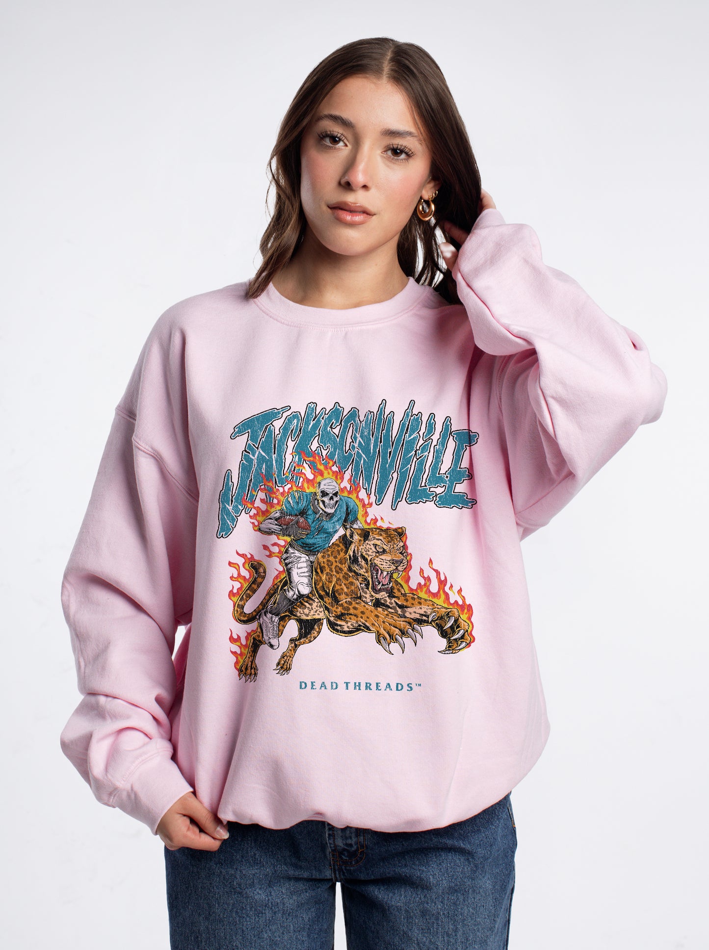 JACKSONVILLE FOOTBALL v2 CREWNECK SWEATSHIRT - PINK