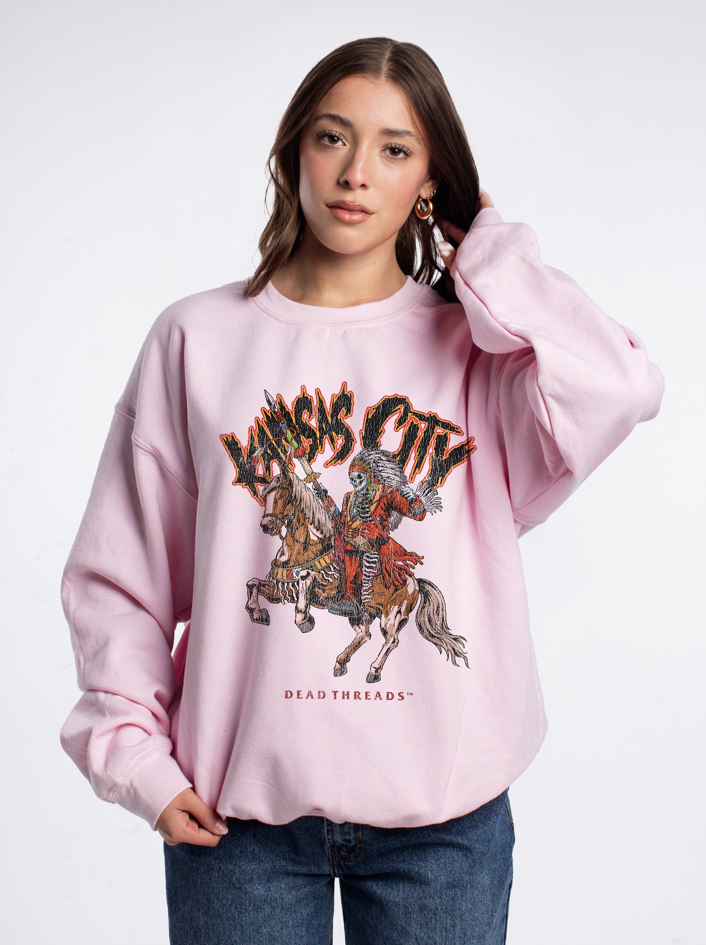 KANSAS CITY FOOTBALL v2 CREWNECK SWEATSHIRT - PINK
