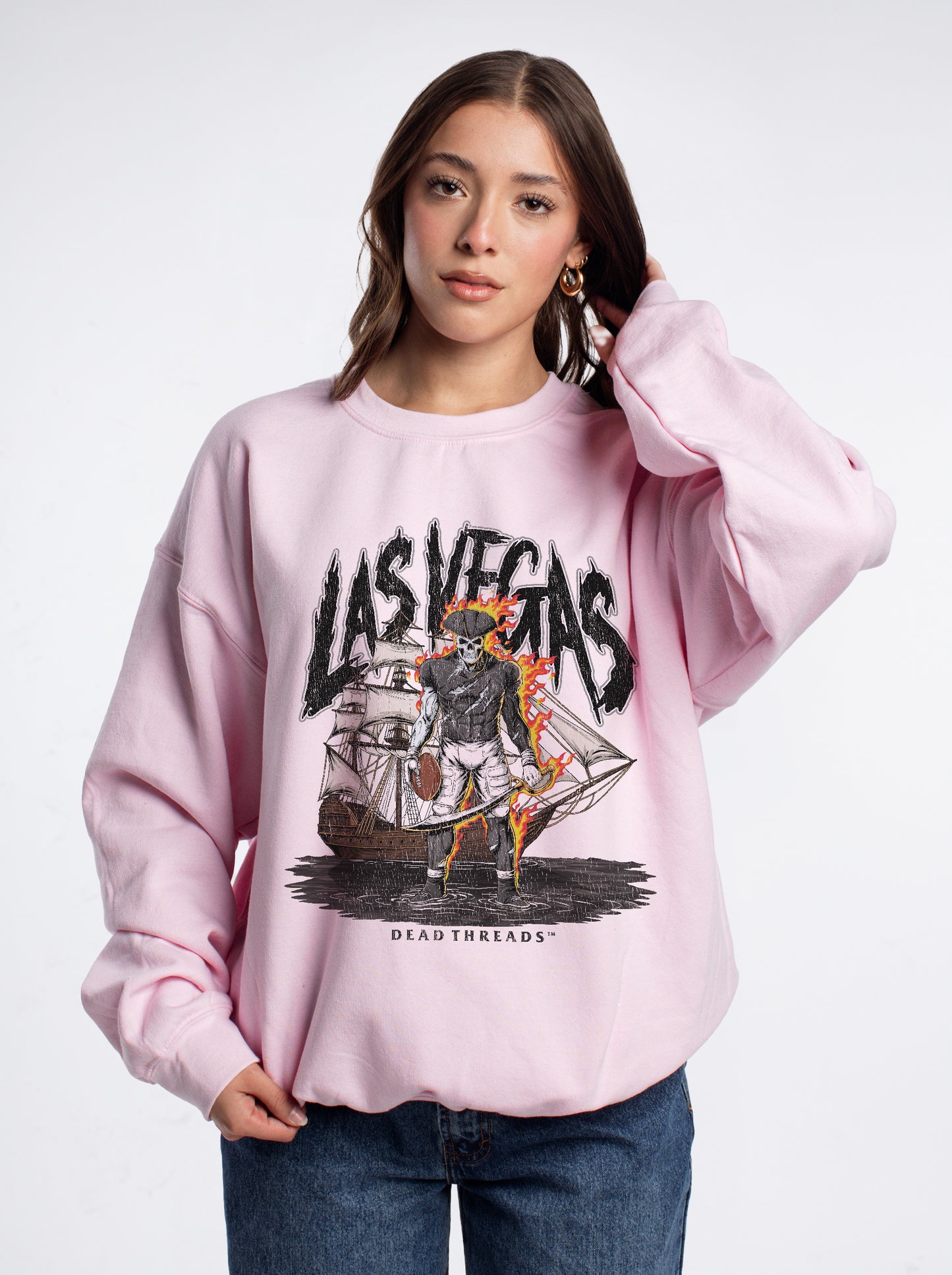 LAS VEGAS FOOTBALL v2 CREWNECK SWEATSHIRT - PINK