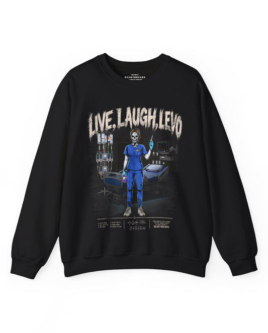 LIVE, LAUGH, LEVO (ICU NURSE, FEMALE v1) - CREWNECK SWEATSHIRT