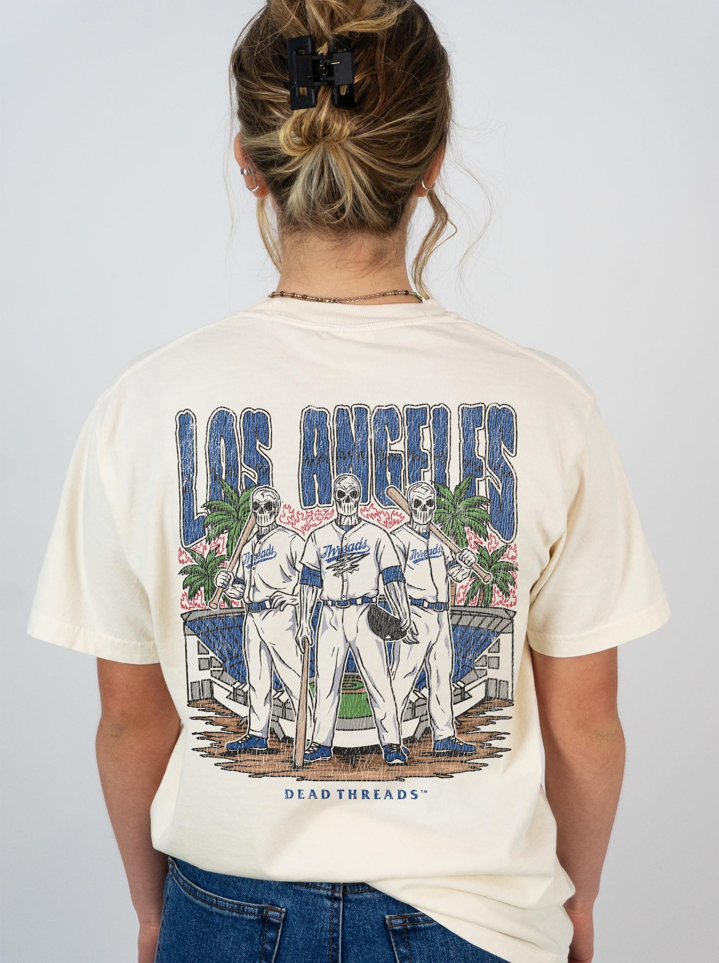 LOS ANGELES "BLUE" BASEBALL - "3 SKULL" PREMIUM SHIRT