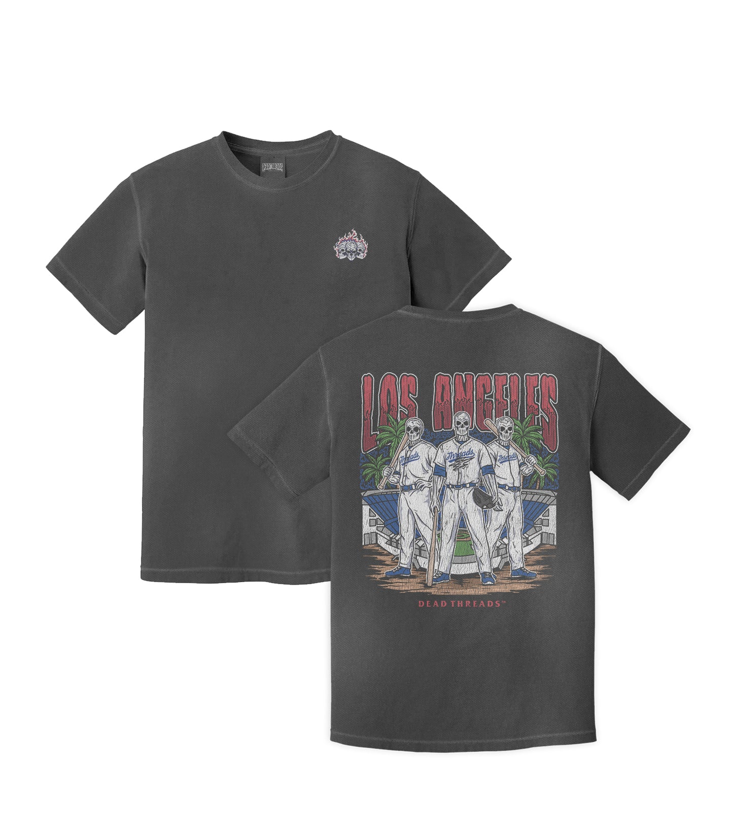 LOS ANGELES "BLUE" BASEBALL - "3 SKULL" PREMIUM SHIRT