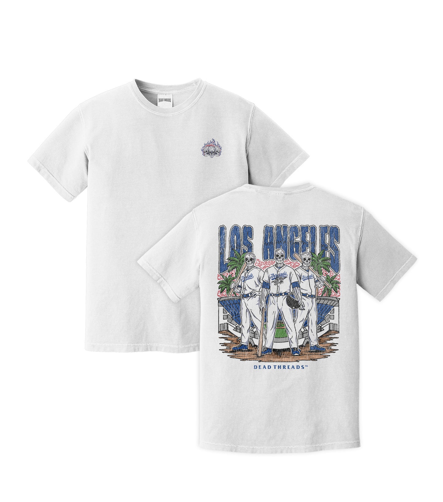 LOS ANGELES "BLUE" BASEBALL - "3 SKULL" PREMIUM SHIRT