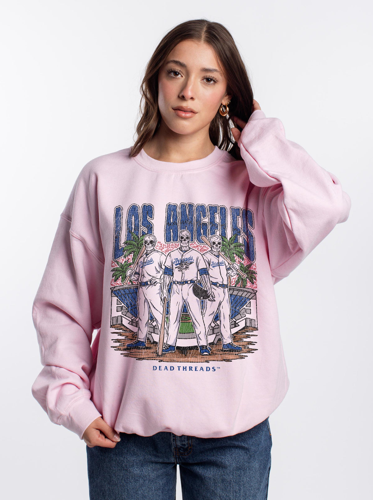LOS ANGELES BASEBALL CREWNECK SWEATSHIRT - PINK
