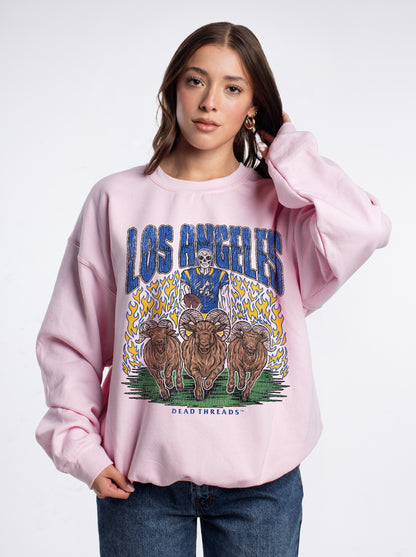 LOS ANGELES FOOTBALL CREWNECK SWEATSHIRT - PINK