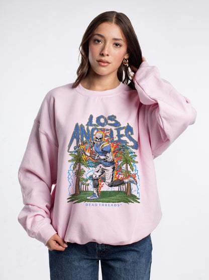 LOS ANGELES FOOTBALL CREWNECK SWEATSHIRT - PINK