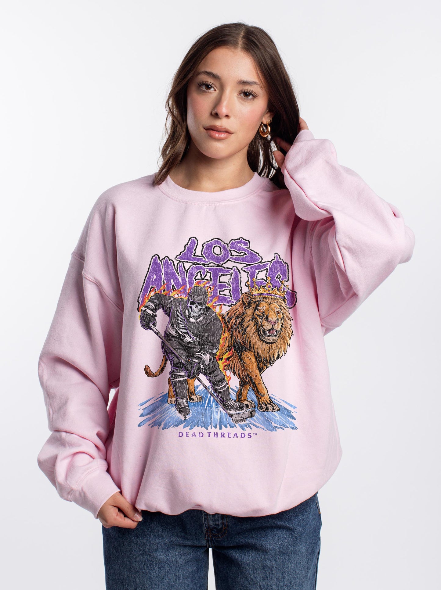 LOS ANGELES HOCKEY CREWNECK SWEATSHIRT - PINK