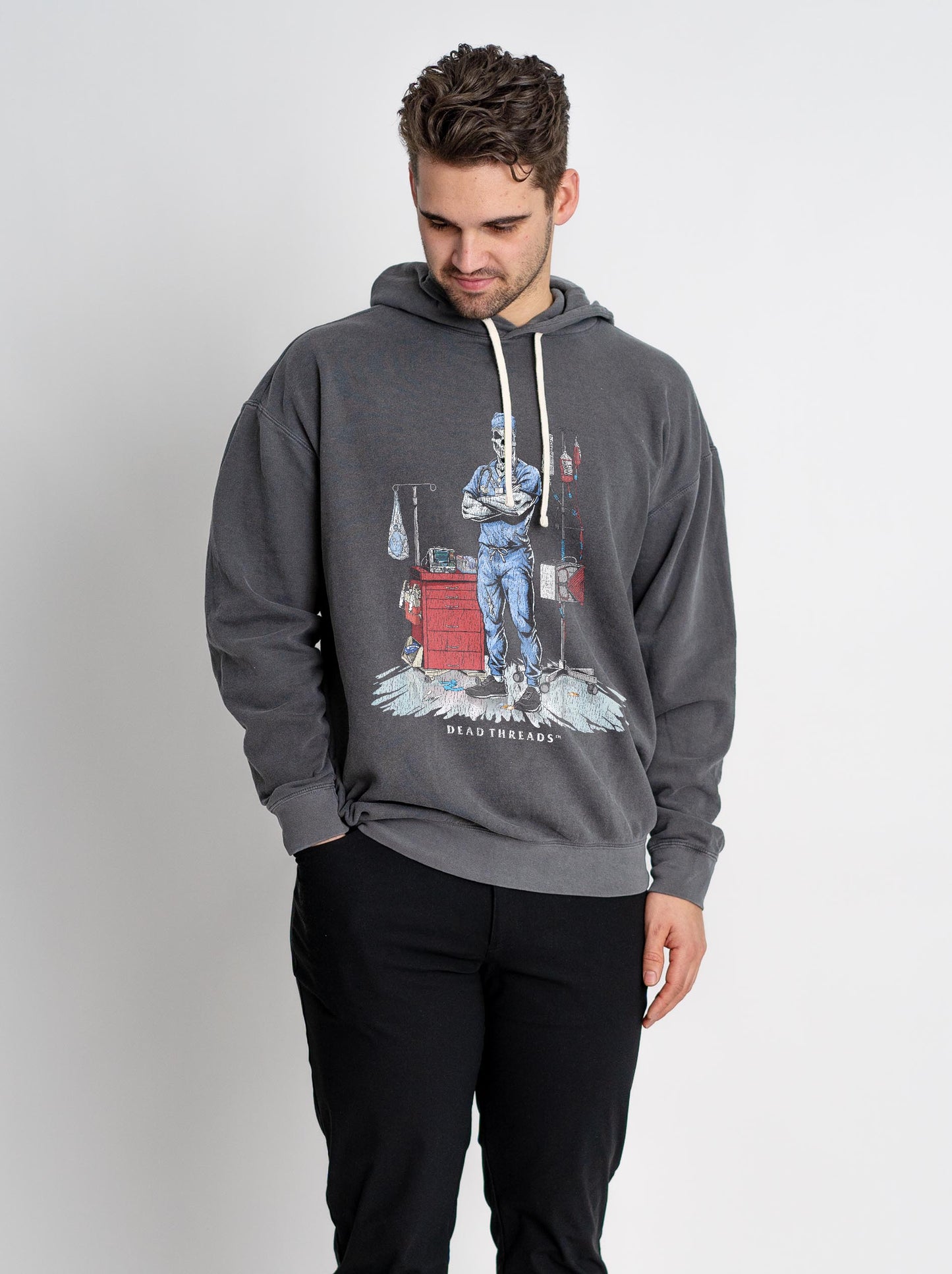 DEADSIDE NURSE (MALE) - BLUE SCRUBS LIGHTWEIGHT HOODIE