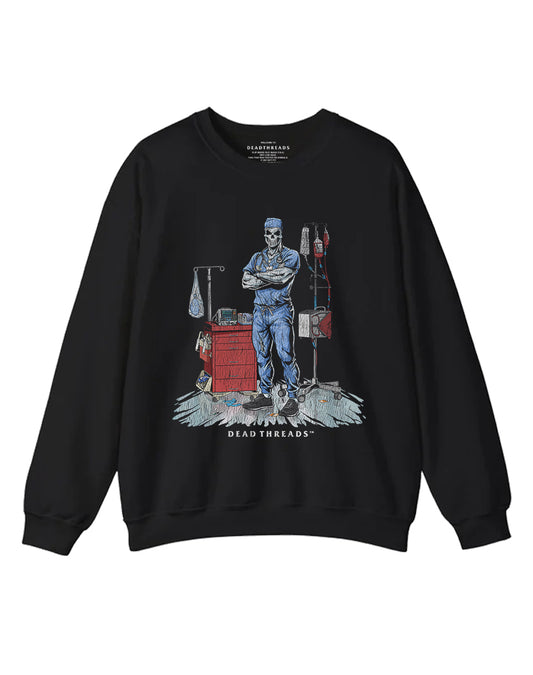 DEADSIDE NURSE (MALE) - BLUE SCRUBS CREWNECK SWEATSHIRT