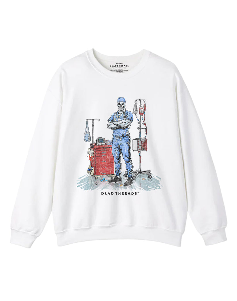 DEADSIDE NURSE (MALE) - BLUE SCRUBS CREWNECK SWEATSHIRT