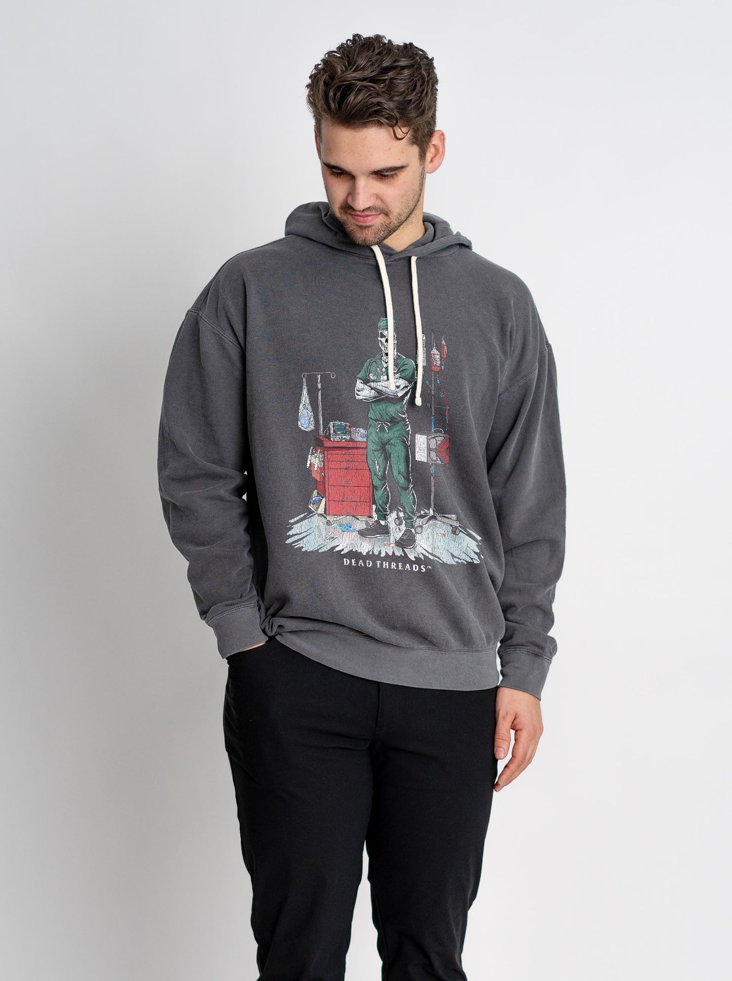 DEADSIDE NURSE (MALE) - GREEN SCRUBS LIGHTWEIGHT HOODIE