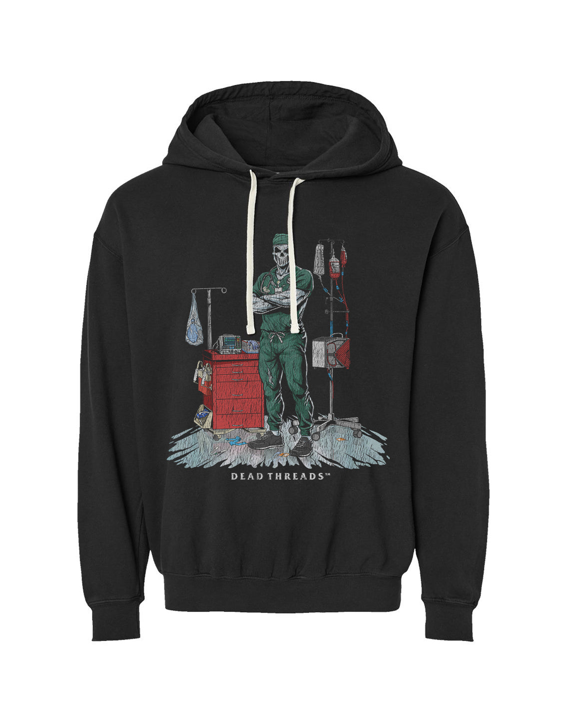 DEADSIDE NURSE (MALE) - GREEN SCRUBS LIGHTWEIGHT HOODIE