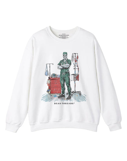 DEADSIDE NURSE (MALE) - GREEN SCRUBS CREWNECK SWEATSHIRT