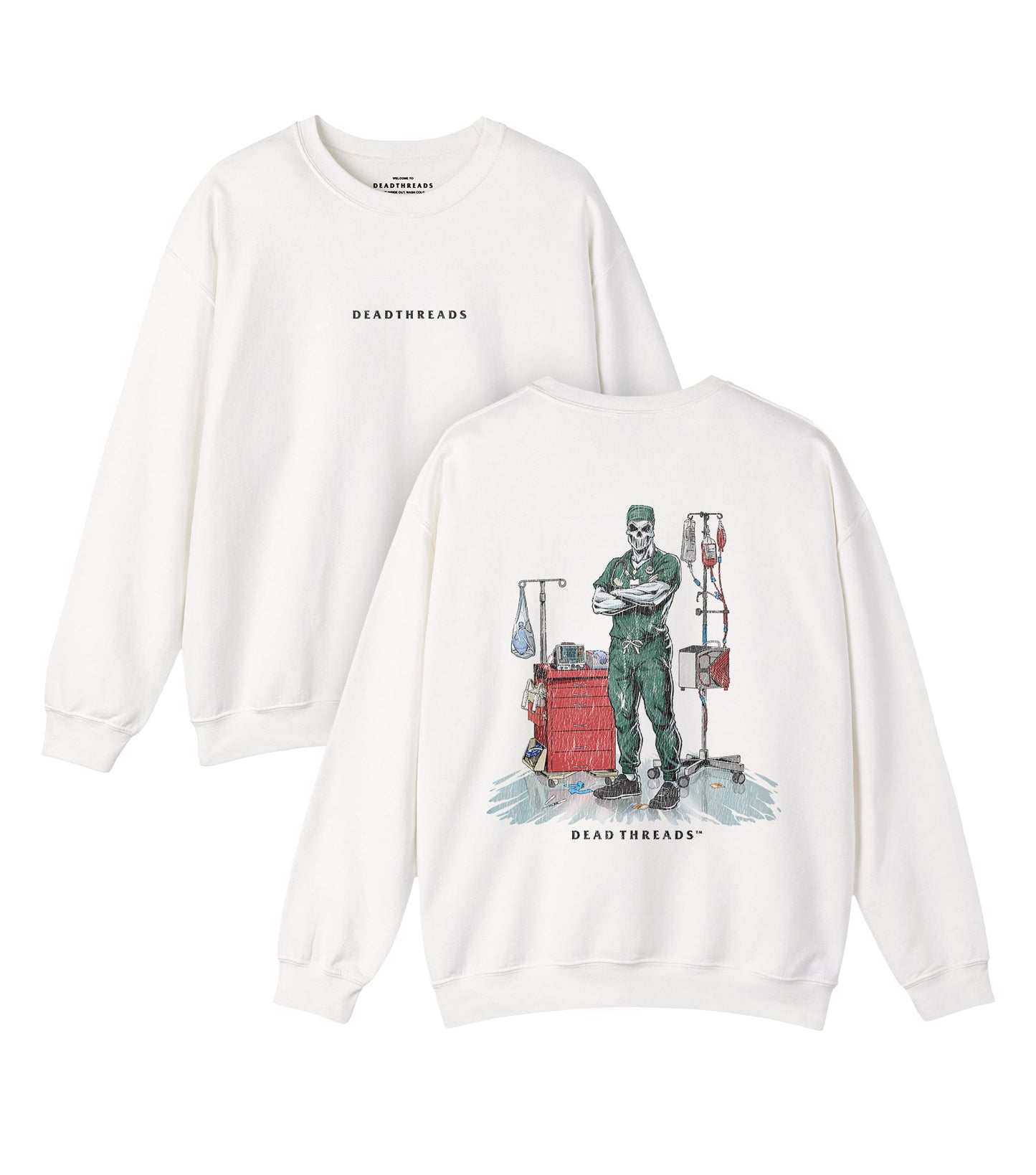 DEADSIDE NURSE (MALE) - GREEN SCRUBS “DT ESSENTIAL" CREWNECK SWEATSHIRT