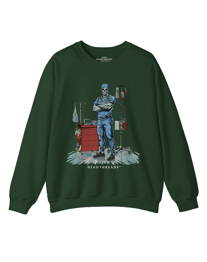 DEADSIDE NURSE (MALE) - BLUE SCRUBS CREWNECK SWEATSHIRT