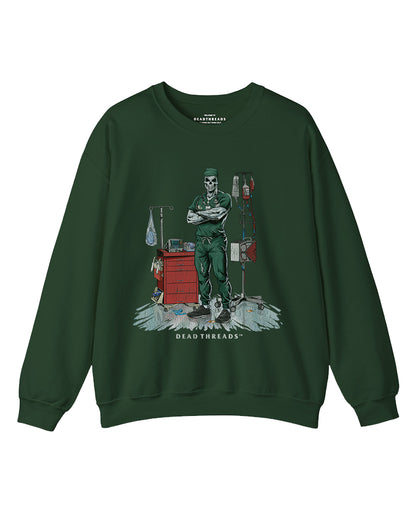 DEADSIDE NURSE (MALE) - GREEN SCRUBS CREWNECK SWEATSHIRT