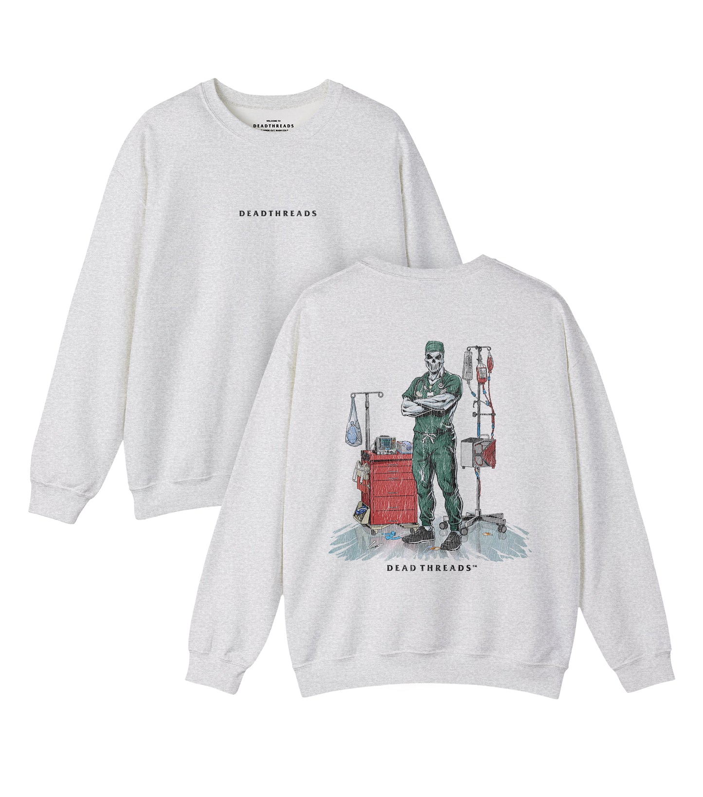 DEADSIDE NURSE (MALE) - GREEN SCRUBS “DT ESSENTIAL" CREWNECK SWEATSHIRT