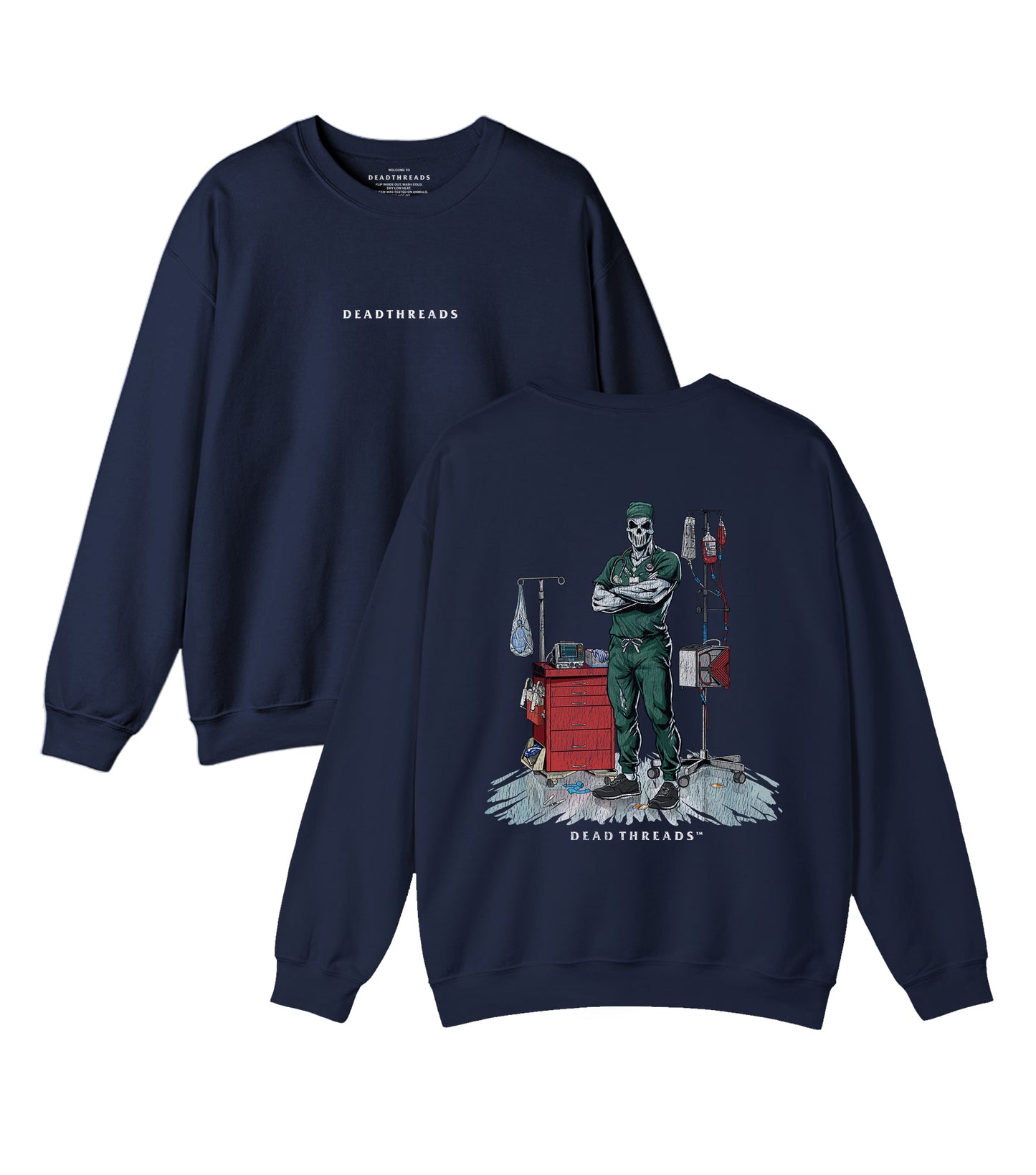 DEADSIDE NURSE (MALE) - GREEN SCRUBS “DT ESSENTIAL" CREWNECK SWEATSHIRT
