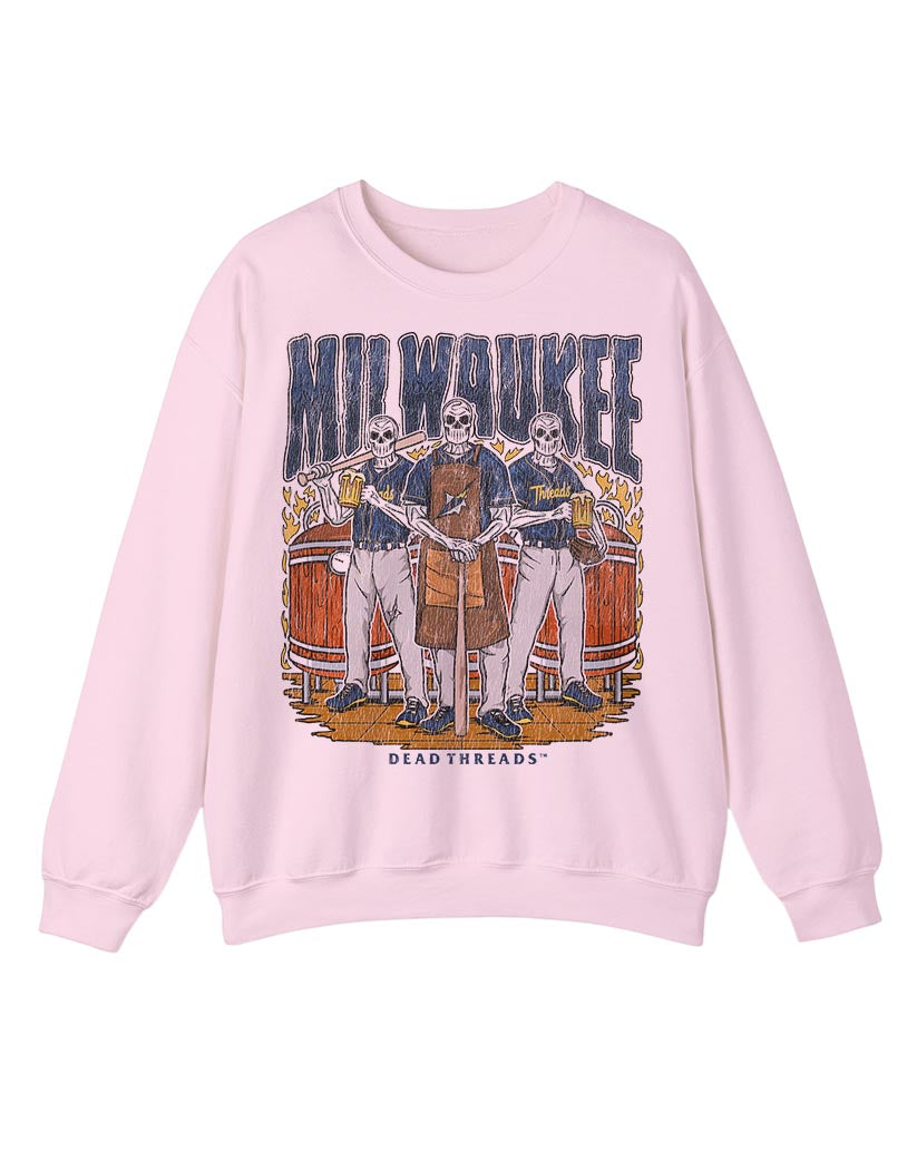 MILWAUKEE BASEBALL CREWNECK SWEATSHIRT - PINK