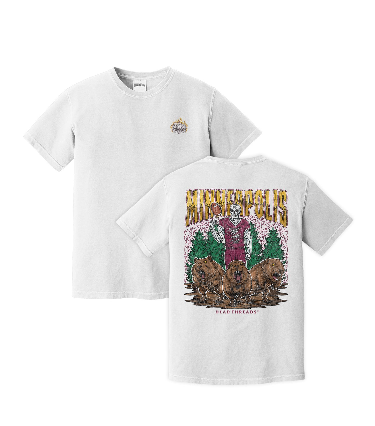 MINNEAPOLIS FOOTBALL - “3 SKULL” PREMIUM T-SHIRT