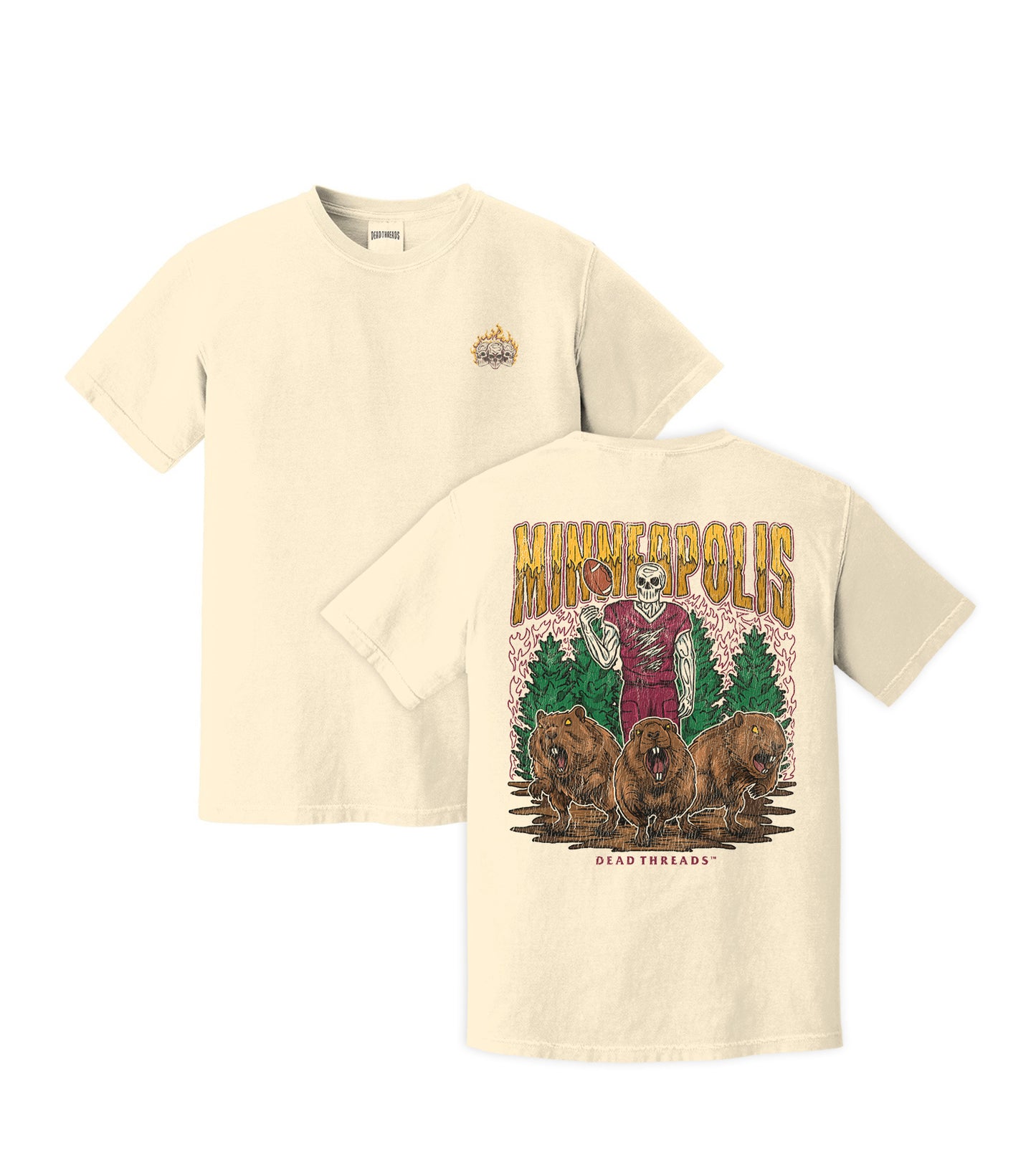 MINNEAPOLIS FOOTBALL - “3 SKULL” PREMIUM T-SHIRT