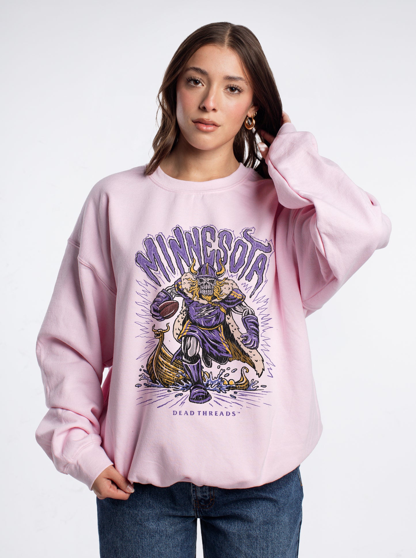 MINNESOTA FOOTBALL v1 CREWNECK SWEATSHIRT - PINK