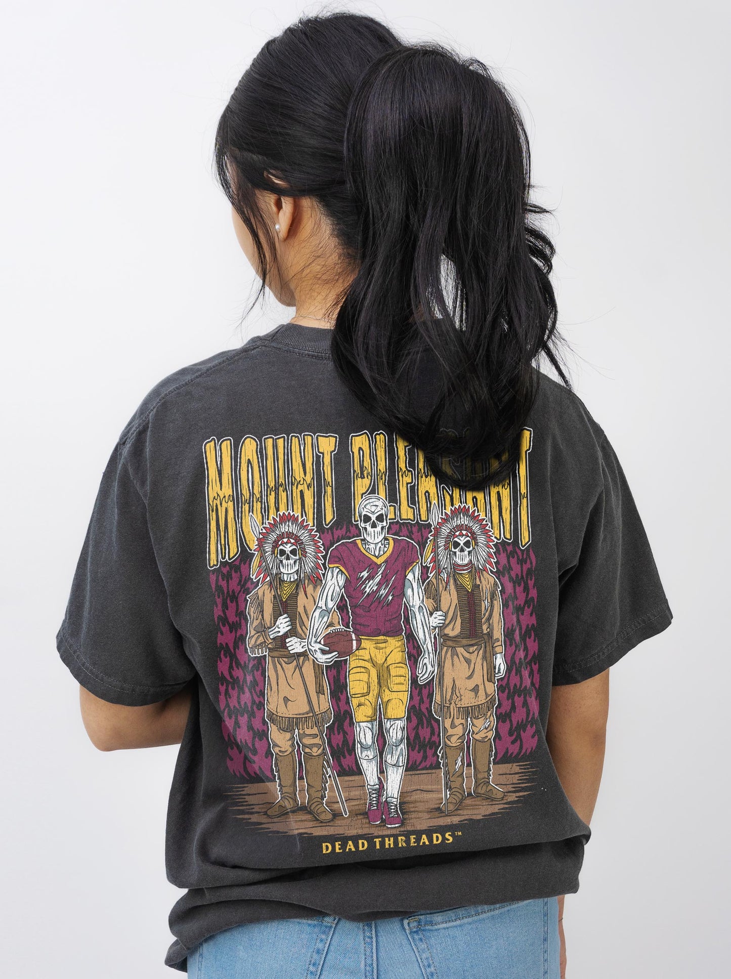 MOUNT PLEASANT  FOOTBALL - “3 SKULL” PREMIUM T-SHIRT