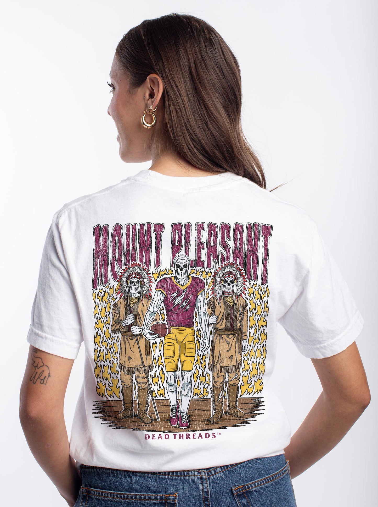 MOUNT PLEASANT  FOOTBALL - “3 SKULL” PREMIUM T-SHIRT