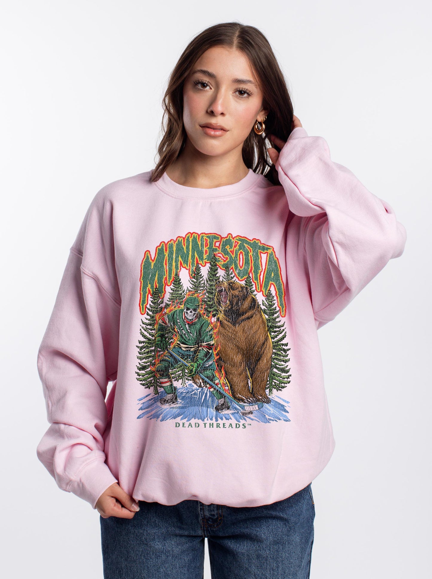 MINNESOTA HOCKEY CREWNECK SWEATSHIRT - PINK