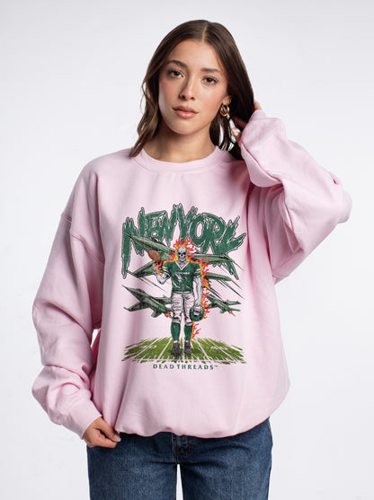 NEW YORK FOOTBALL GREEN CREWNECK SWEATSHIRT - PINK