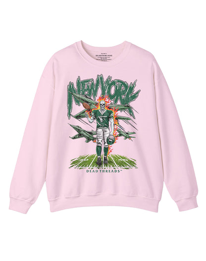 NEW YORK FOOTBALL GREEN CREWNECK SWEATSHIRT - PINK