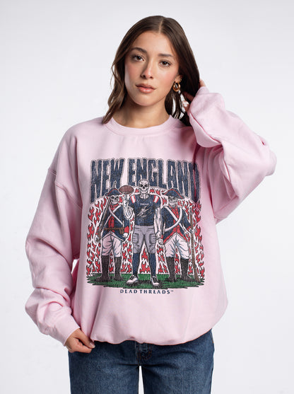 NEW ENGLAND FOOTBALL CREWNECK SWEATSHIRT - PINK