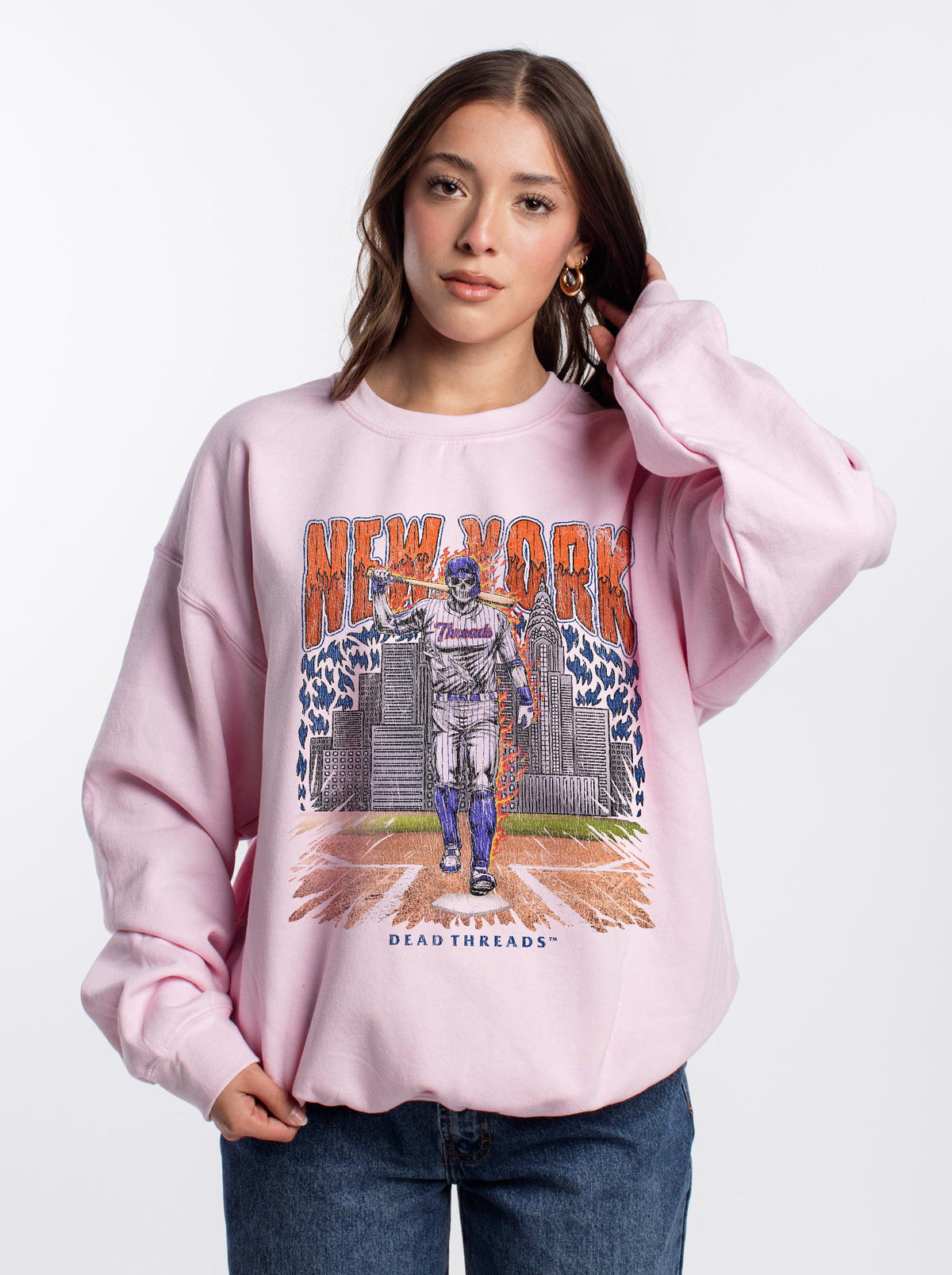 NEW YORK BASEBALL v1 CREWNECK SWEATSHIRT - PINK