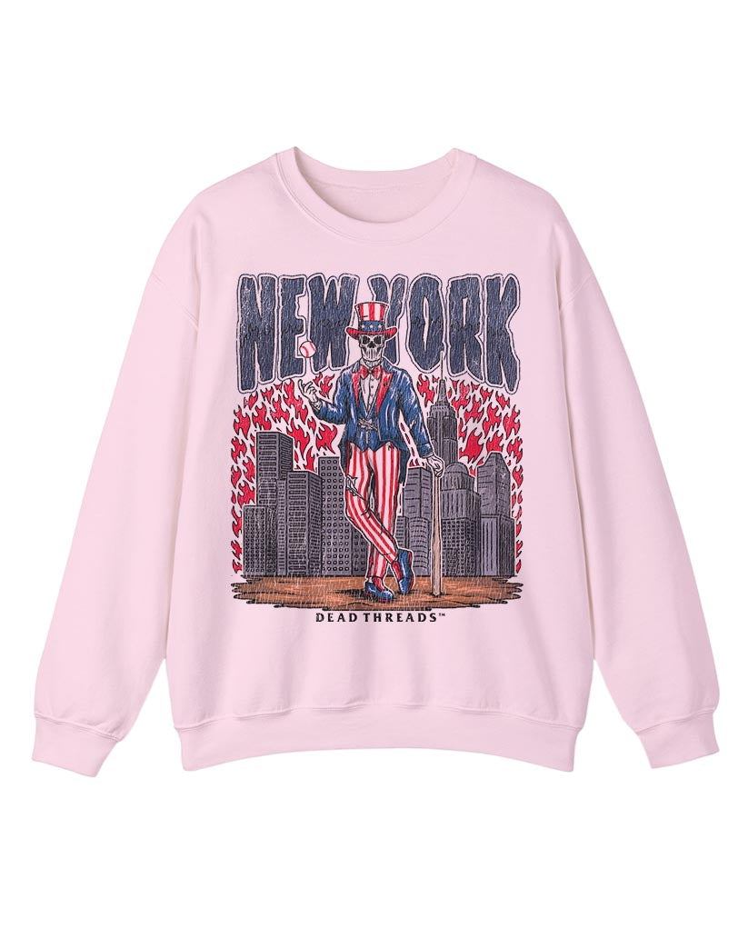 NEW YORK BASEBALL CREWNECK SWEATSHIRT - PINK