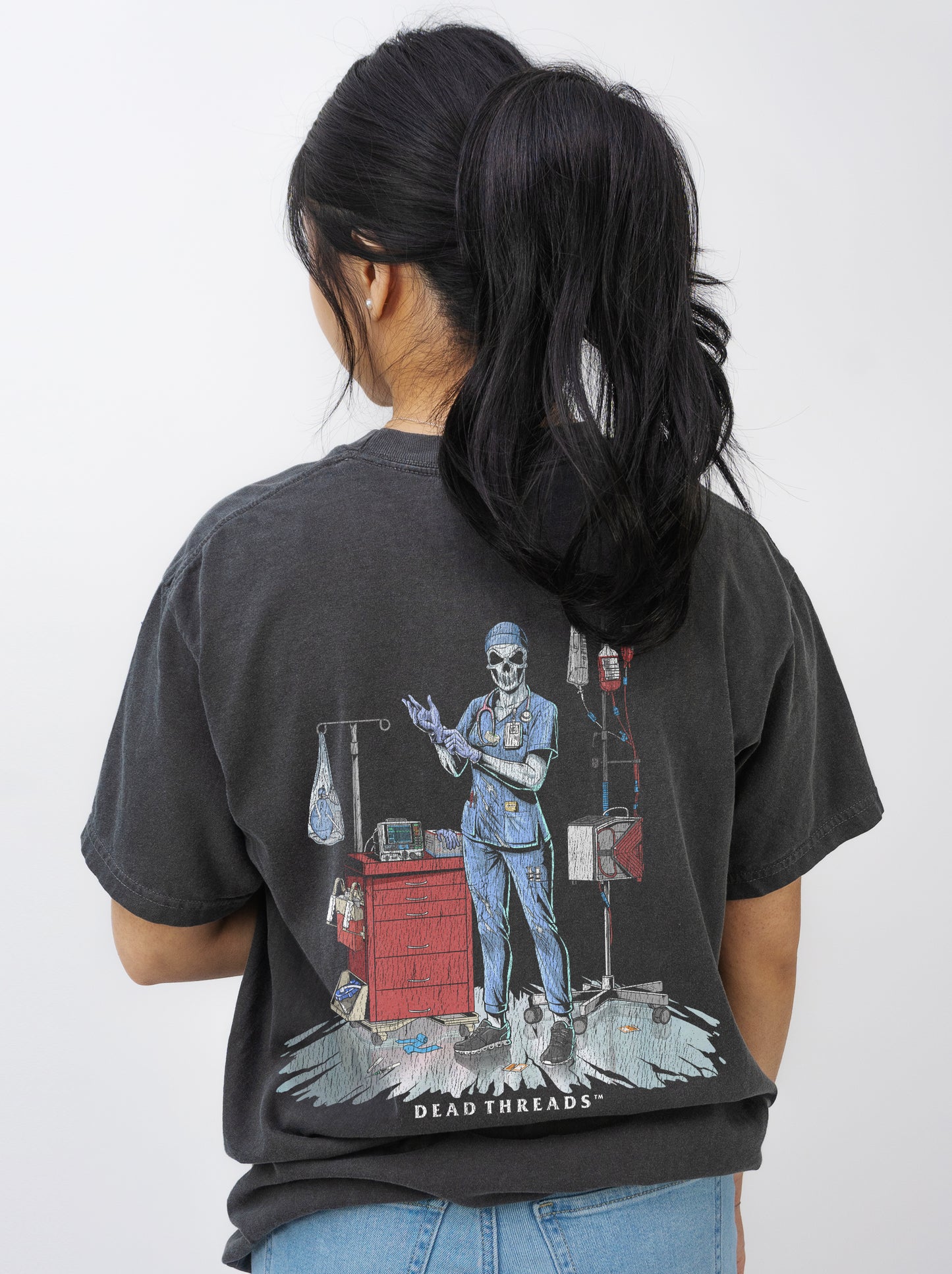 DEADSIDE NURSE (FEMALE) - BLUE SCRUBS “DT ESSENTIAL" PREMIUM T-SHIRT