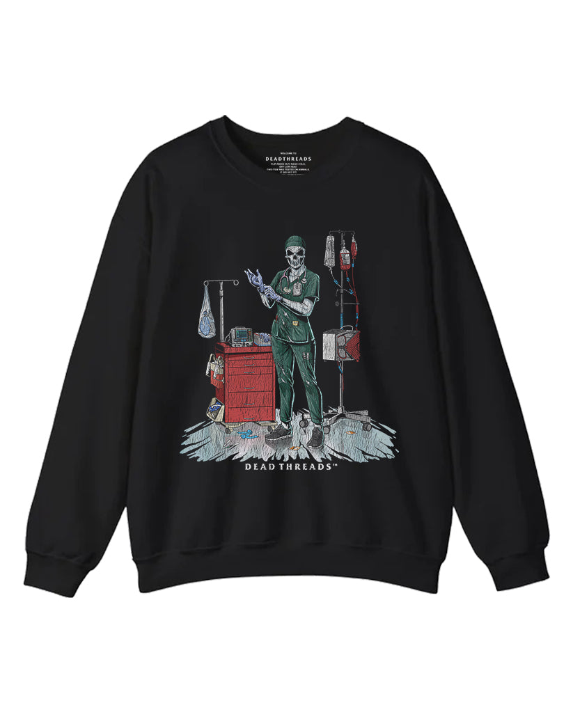 DEADSIDE NURSE (FEMALE) - GREEN SCRUBS CREWNECK SWEATSHIRT