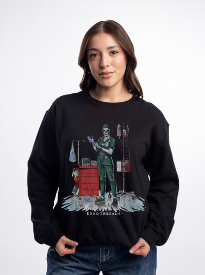 DEADSIDE NURSE (FEMALE) - GREEN SCRUBS CREWNECK SWEATSHIRT