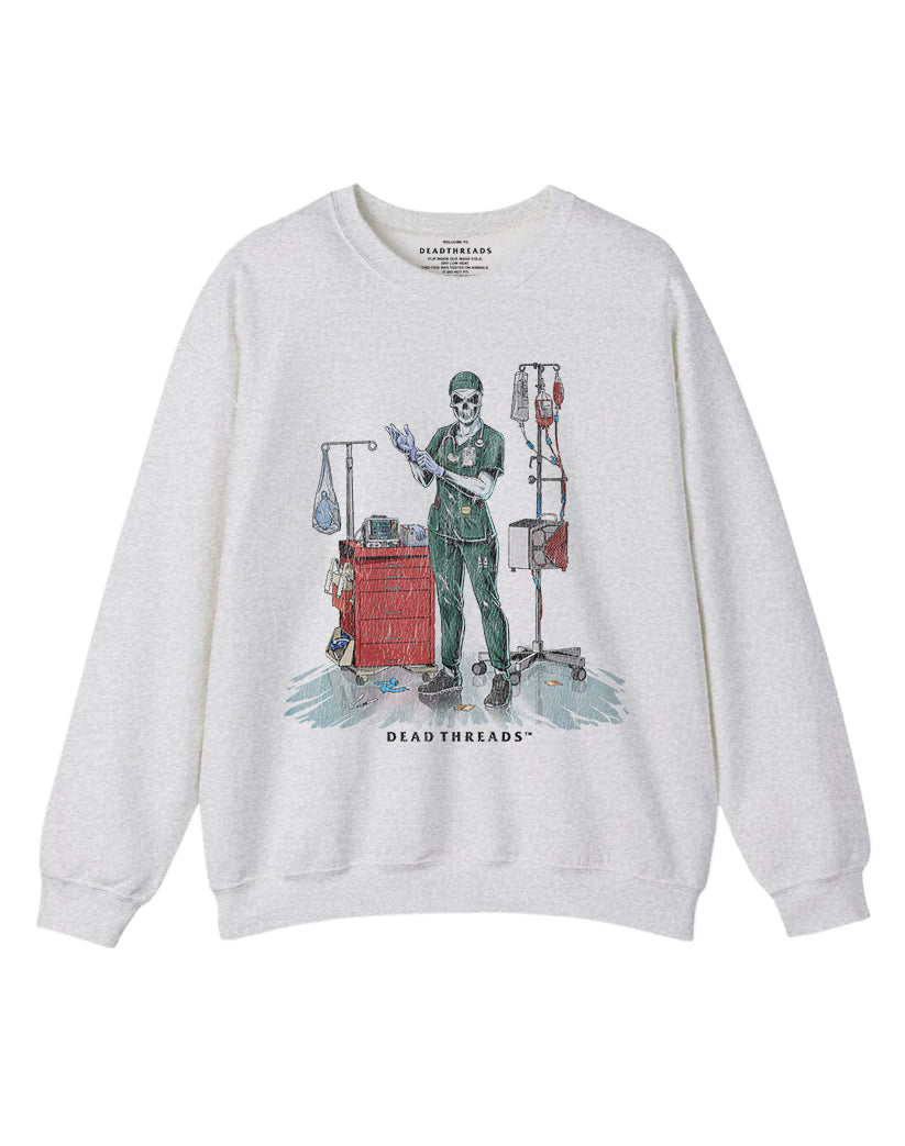 DEADSIDE NURSE (FEMALE) - GREEN SCRUBS CREWNECK SWEATSHIRT
