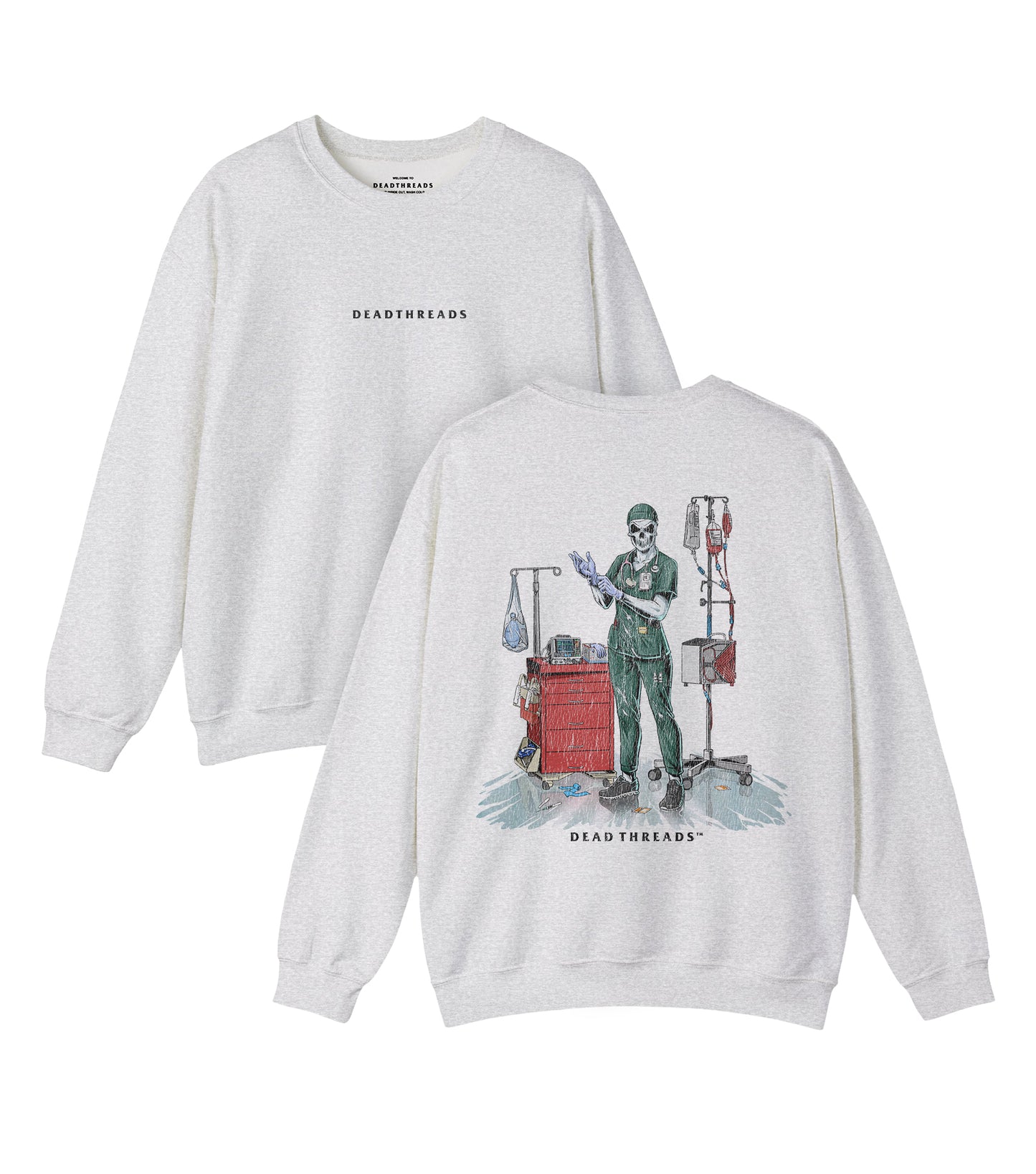 DEADSIDE NURSE (FEMALE) - GREEN SCRUBS “DT ESSENTIAL" CREWNECK SWEATSHIRT