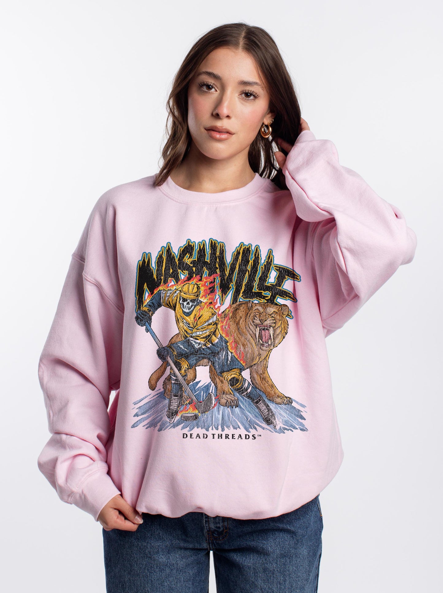 NASHVILLE HOCKEY CREWNECK SWEATSHIRT - PINK