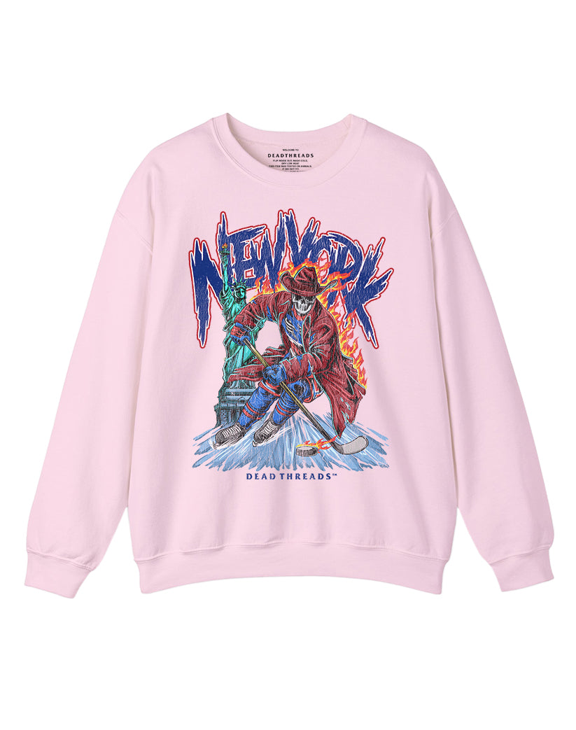 NEW YORK HOCKEY "THE RANGER" CREWNECK SWEATSHIRT - PINK