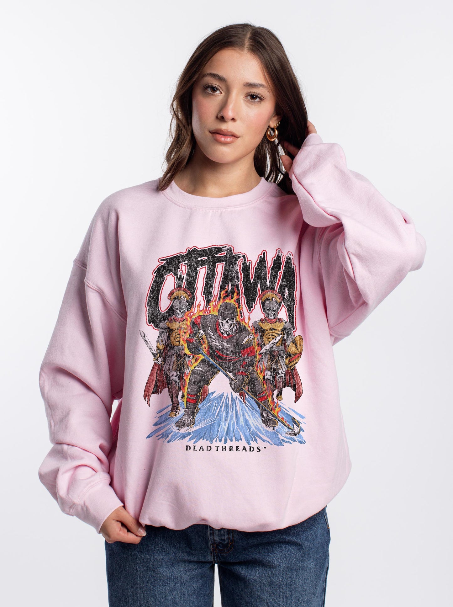 OTTAWA HOCKEY CREWNECK SWEATSHIRT - PINK