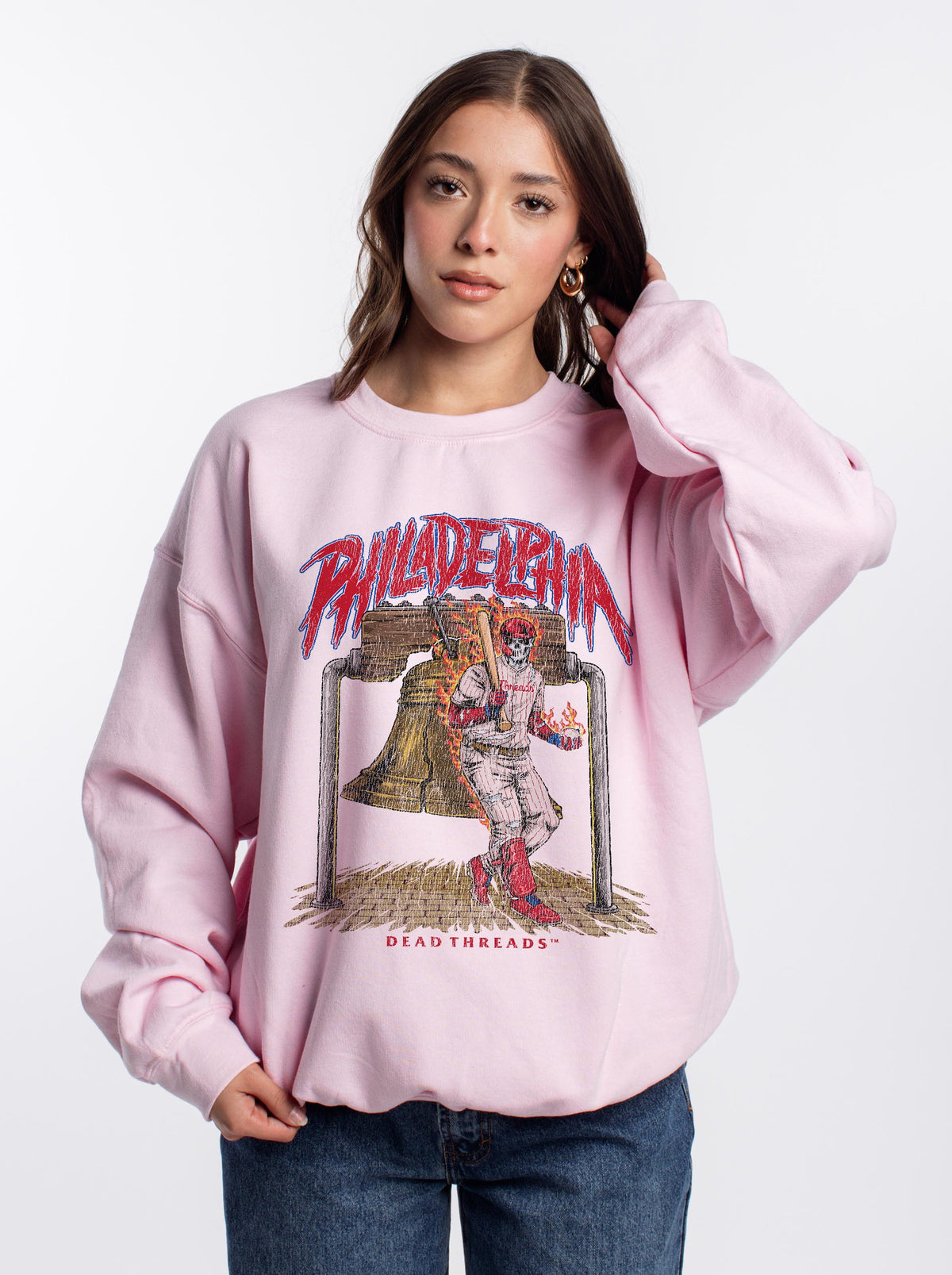 PHILADELPHIA BASEBALL CREWNECK SWEATSHIRT - PINK
