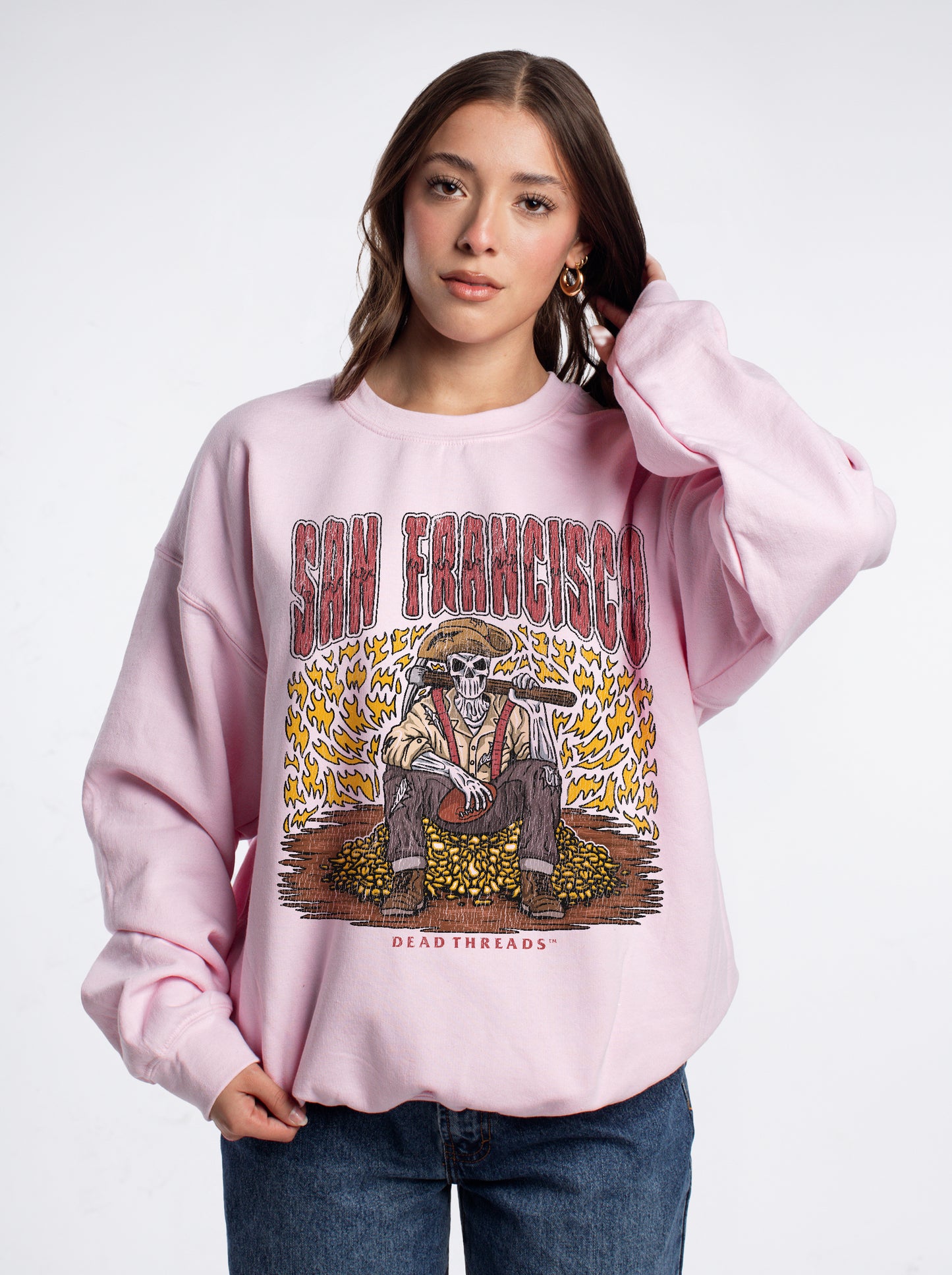 SAN FRANCISCO FOOTBALL v1 CREWNECK SWEATSHIRT - PINK