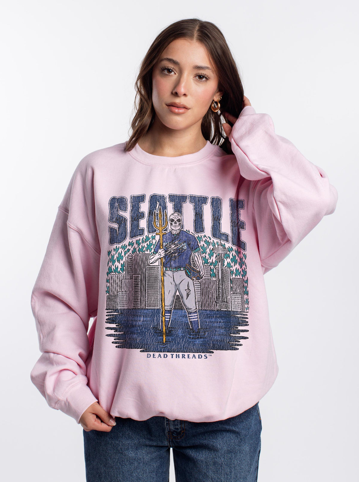 SEATTLE BASEBALL CREWNECK SWEATSHIRT - PINK