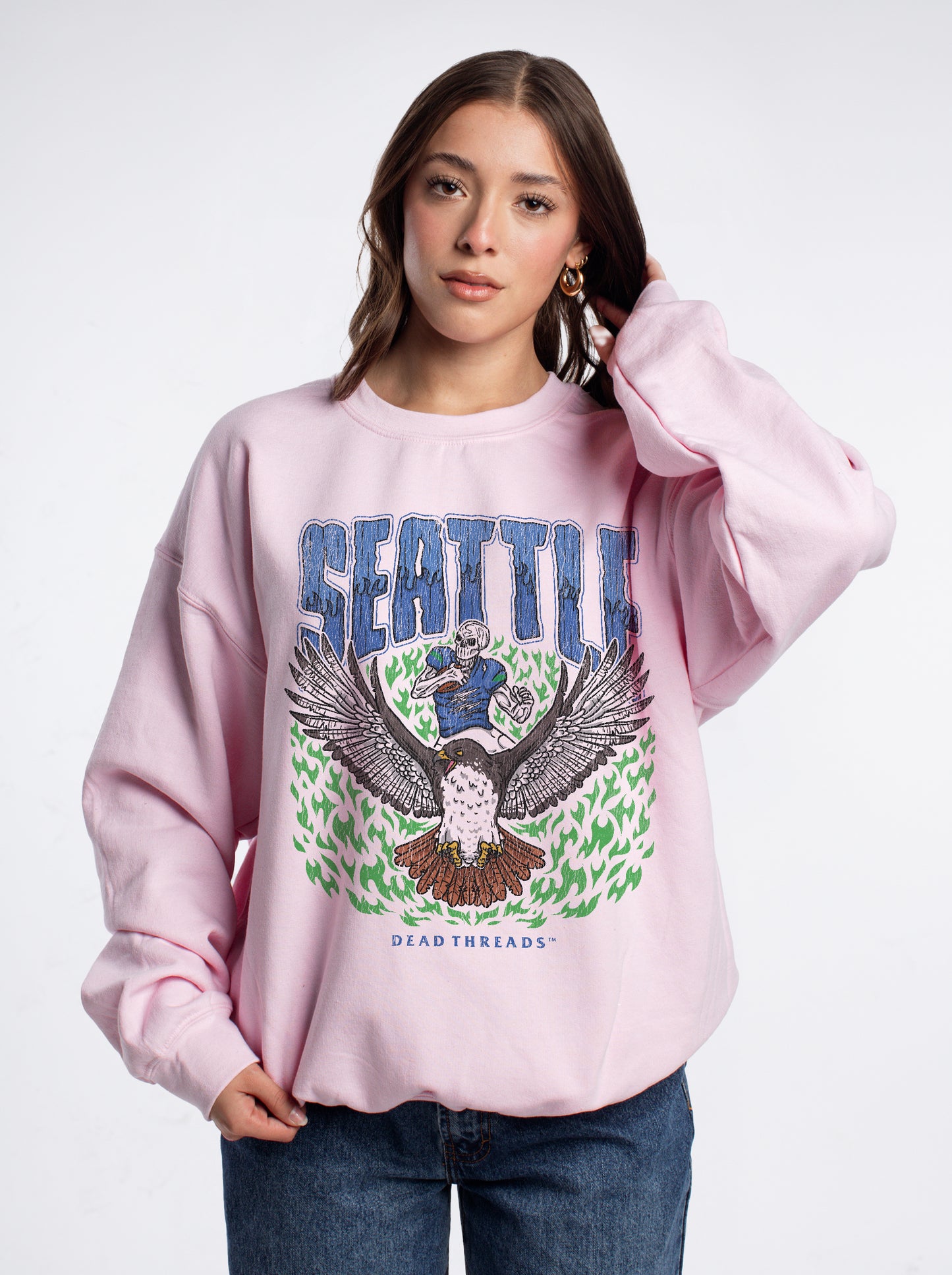 SEATTLE FOOTBALL CREWNECK SWEATSHIRT - PINK
