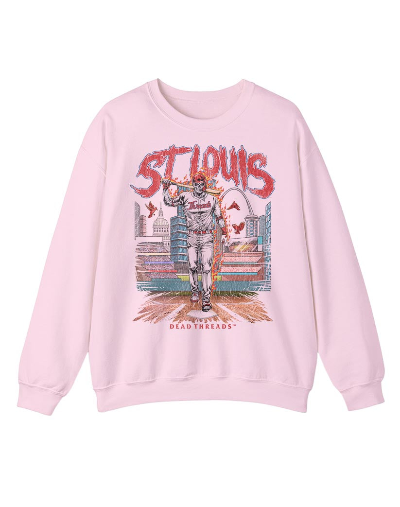 ST. LOUIS BASEBALL CREWNECK SWEATSHIRT - PINK