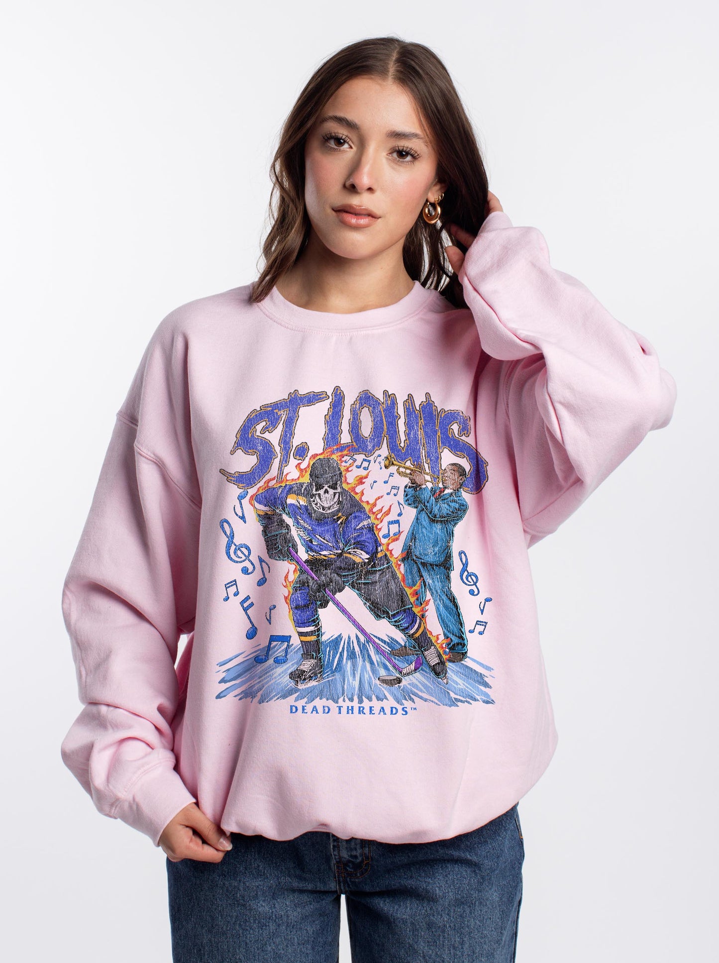 ST. LOUIS HOCKEY CREWNECK SWEATSHIRT - PINK