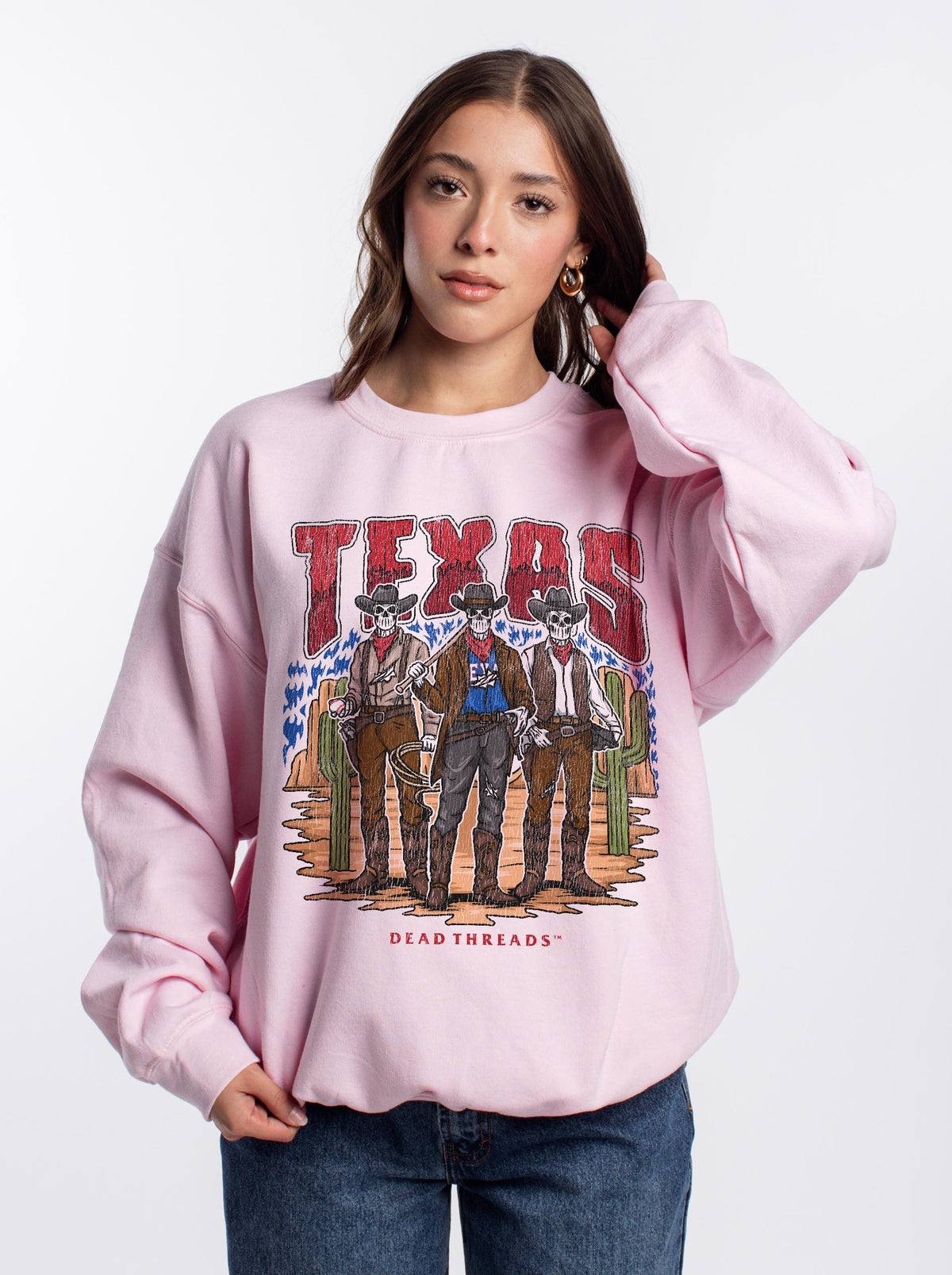 TEXAS BASEBALL CREWNECK SWEATSHIRT - PINK