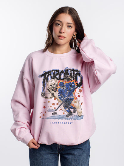 TORONTO HOCKEY CREWNECK SWEATSHIRT - PINK